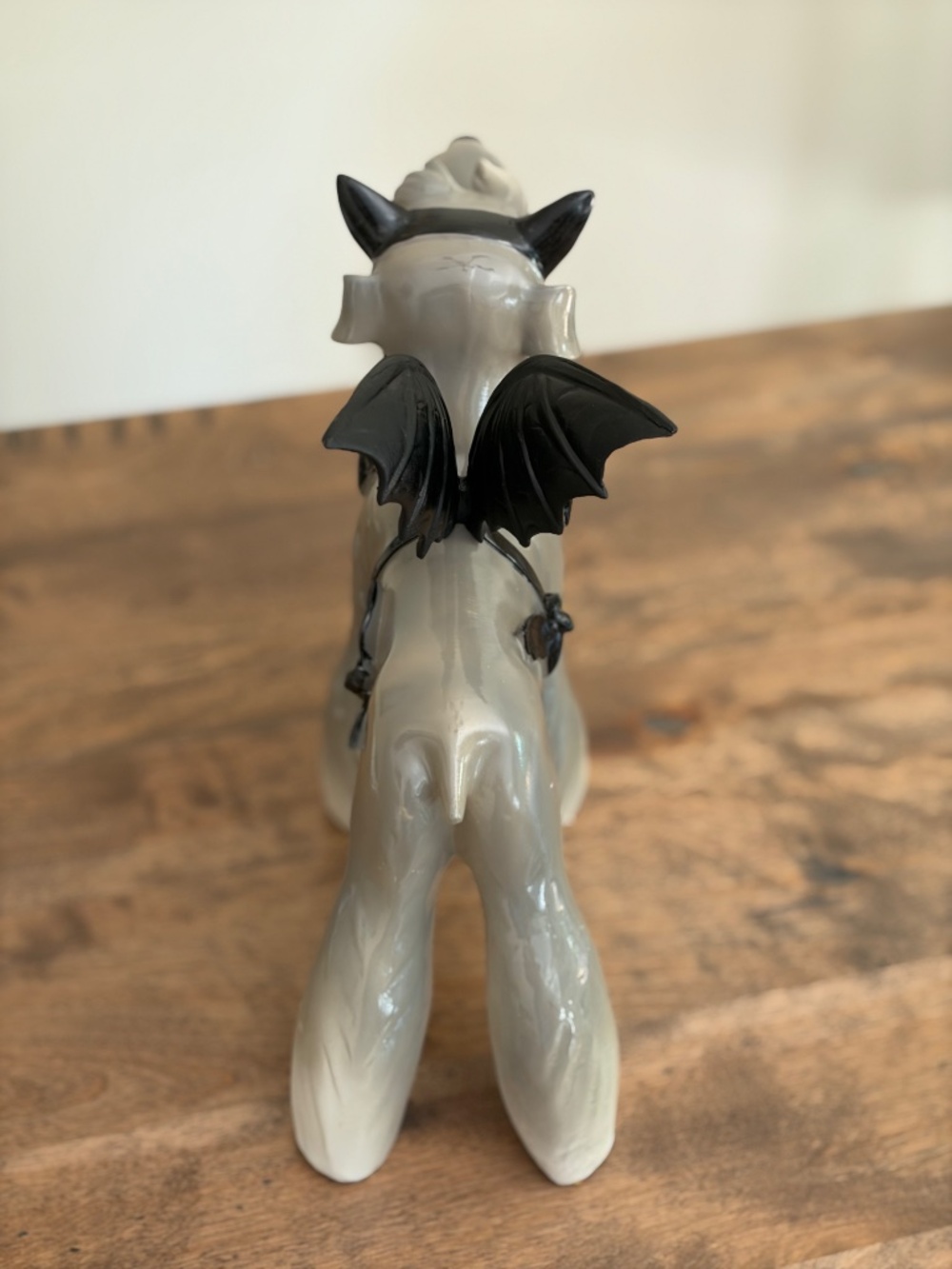 Halloween Schnauzer Dog Holding Ghost Bucket in Bat Costume Decor Figure - Picture 6 of 7